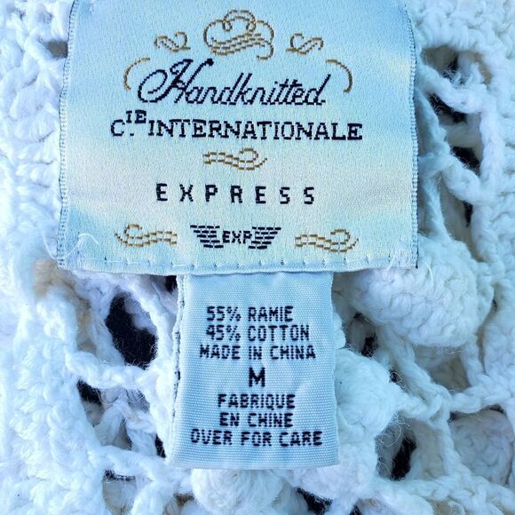 Express Handmade Essentials Off White Cream Crochet Lace Open Knit Tunic Dress - Picture 7 of 7